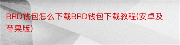 BRD钱包怎么下载BRD钱包下载教程(安卓及苹果版)
