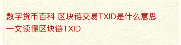 数字货币百科 区块链交易TXID是什么意思一文读懂区块链TXID