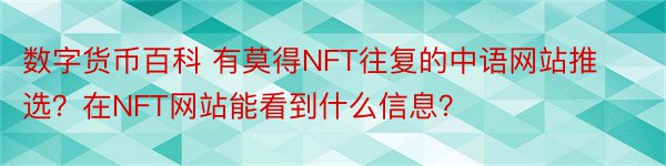 数字货币百科 有莫得NFT往复的中语网站推选？在NFT网站能看到什么信息？
