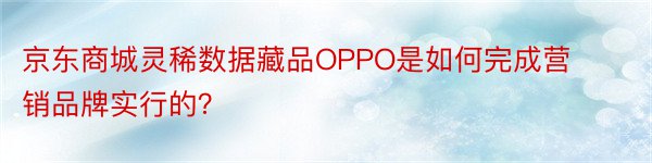 京东商城灵稀数据藏品OPPO是如何完成营销品牌实行的？