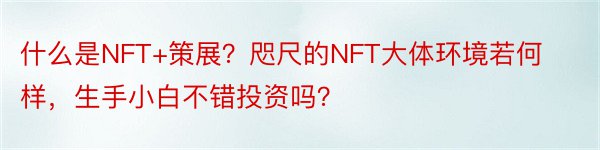什么是NFT+策展？咫尺的NFT大体环境若何样，生手小白不错投资吗？