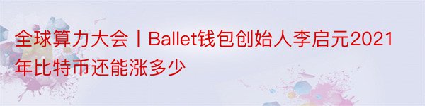 全球算力大会丨Ballet钱包创始人李启元2021年比特币还能涨多少