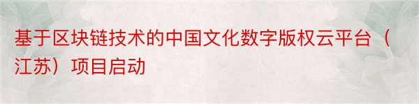 基于区块链技术的中国文化数字版权云平台（江苏）项目启动