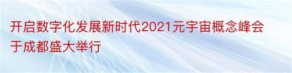 开启数字化发展新时代2021元宇宙概念峰会于成都盛大举行
